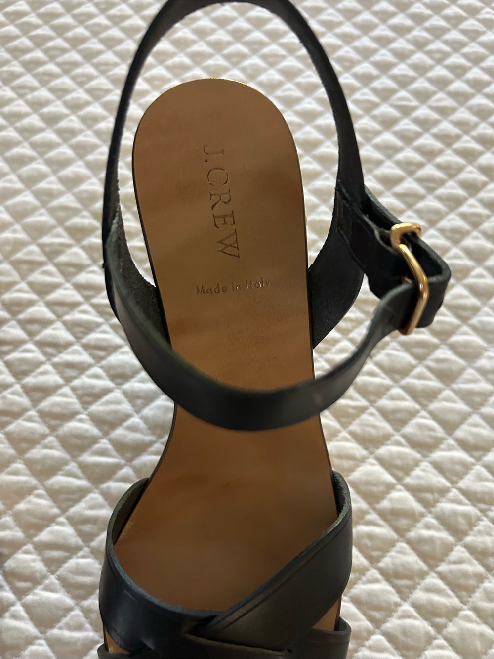 J. Crew- made in Italy Dark navy leather Wedge Sandals - size 8. - Picture 10 of 10